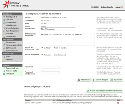 Teamspeak Server administration